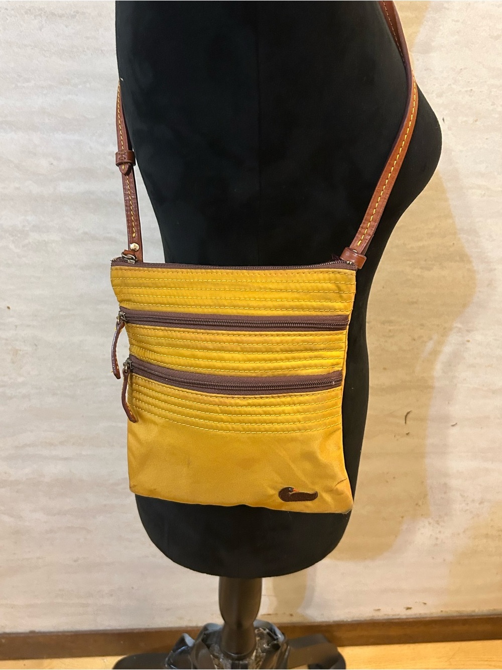Dooney_& Bourke Nylon North South Triple Zip Crossbody Bag Mustard Yellow